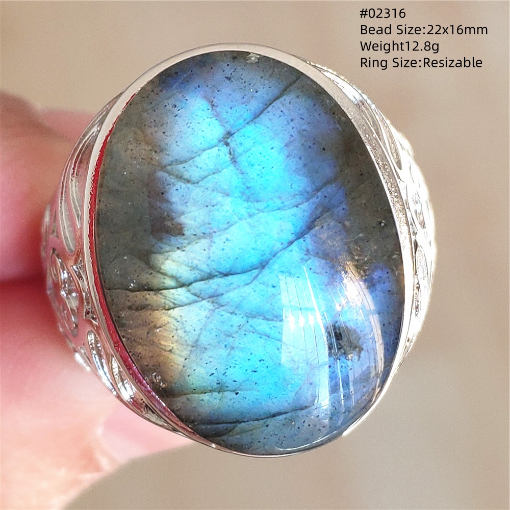 Turquoise Stone Ring - ラブラドライトの調整可能なリング,大きなフラッシュの宝石,青と紫のジュエリー,サイズ変更可能なビーズ,aaaaaaa
