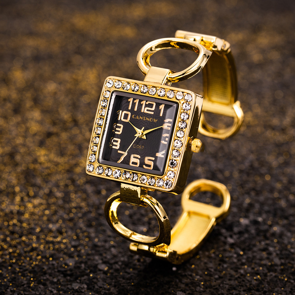 Jewelry Diamond Watches - UTHAI W85 レディース腕時計オープンブレスレットウォッチセットダイヤモンドダイヤルスクエアガールズウォッチ中空女性のファッションクォーツ腕時計