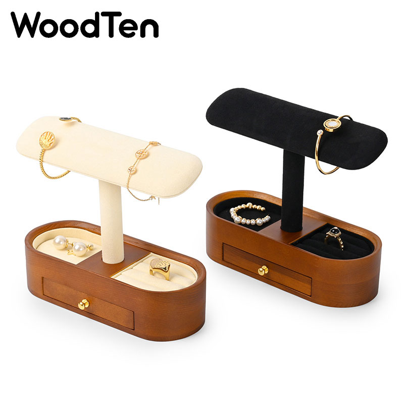 Watches Jewelry Holder - 木製腕時計ディスプレイスタンド（引き出し付き）、木製腕時計収納オーガナイザー、指輪ジュエリーホルダー（腕時計＆ジュエリーディスプレイ用）