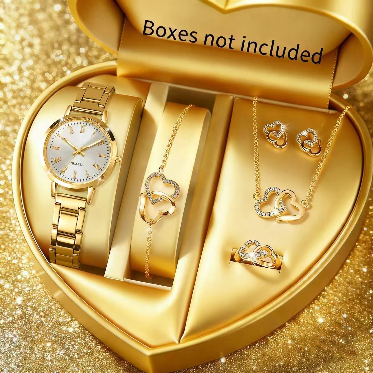 Jewelry Box Organizer Watches - 6 個のファッション女性用クォーツ時計ラインストーンジュエリーセットエレガントなレディース合金バンド腕時計レロジオフェミニーノ（箱なし）