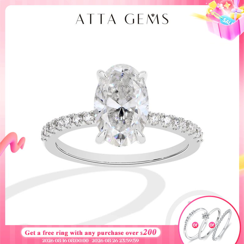 Moissanite Ring - ATTAGEMS オーバルカット 3.0CT モアッサナイトリング ソリッド 10K
