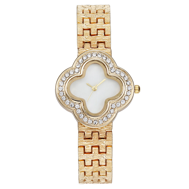 Jewelry Diamond Watches - 女性用クォーツ時計四つ葉のクローバーダイヤモンドダイヤルファッション女性用腕時計カジュアルレディース腕時計日常着用ガールギフト