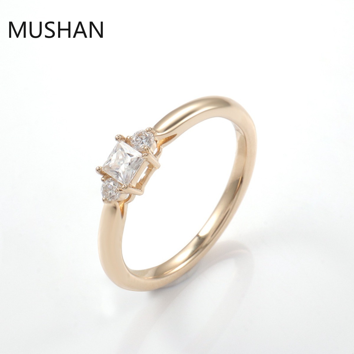 Moissanite Ring - MUSHAN高級カスタム14K 18Kゴールドリングバンドジュエリー、モアッサナイトダイヤモンド、ラボグロウンジェムストーン、ダイヤモンド結婚指輪（女性用）