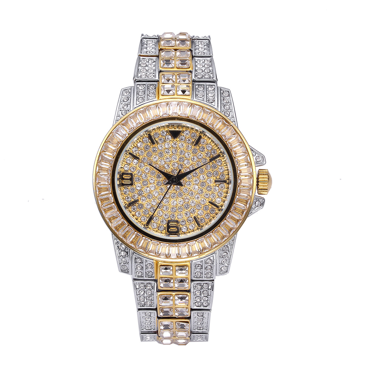 Jewelry With Watches - 高級フルストーンクォーツ腕時計男性女性ヒップホップゴールドファッション腕時計ビジネスジュエリーウォッチ時計ドロップシッピング