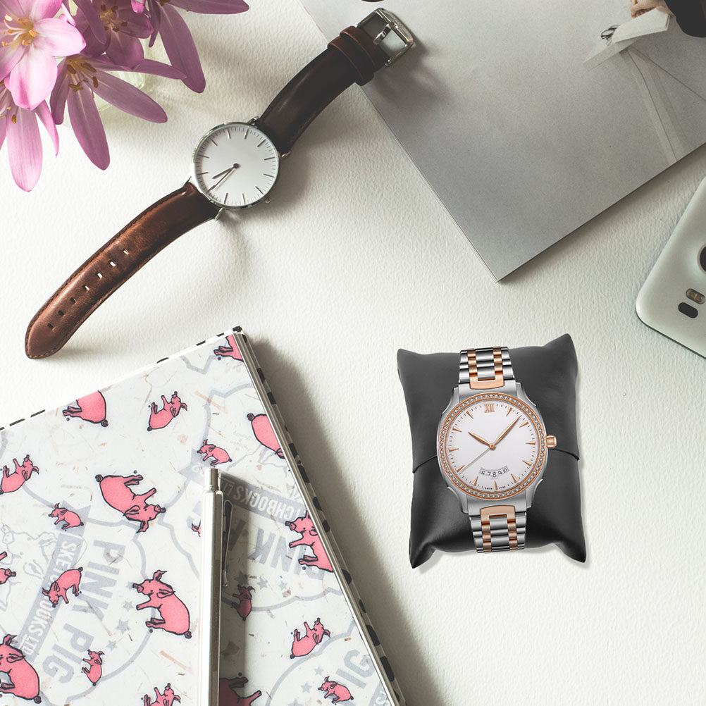 Jewelry With Watches - 12個入り腕時計ディスプレイ枕 PUジュエリークッション 腕時計、ブレスレット、アンクレット用 整理収納 ポータブル 軽量