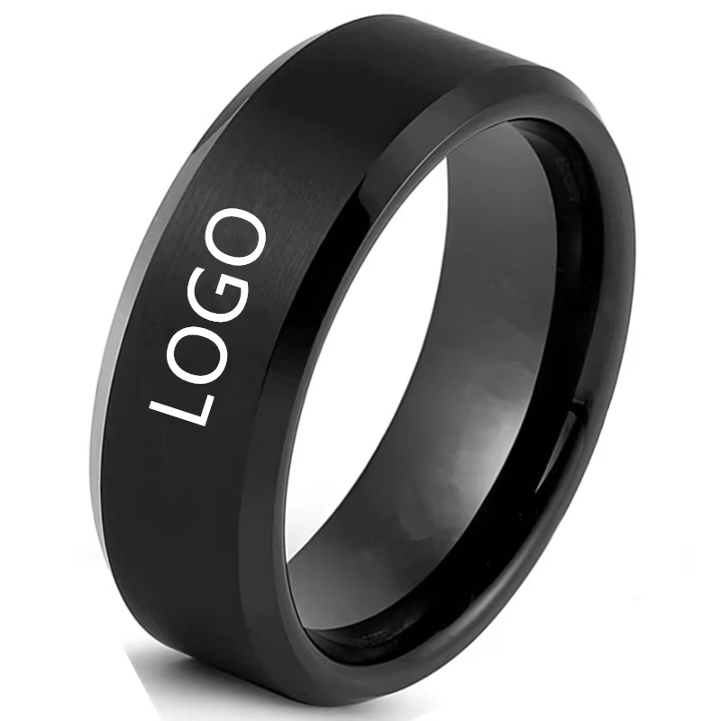 Titanium Steel Ring - カスタムロゴ柄メンズリング ステンレススチールチタンリング 男女兼用結婚指輪