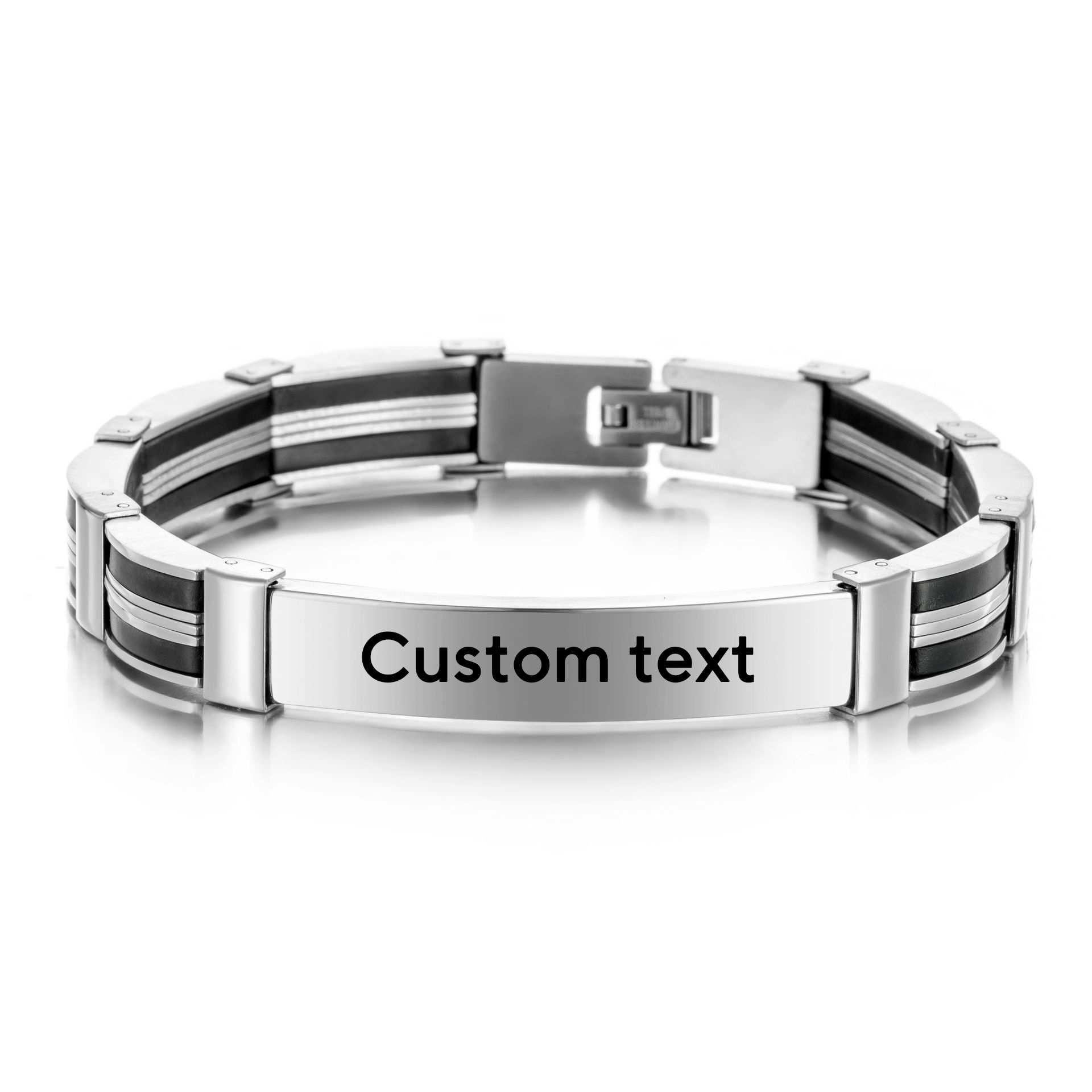 Jewelry Watches Men - パンクカスタムテキスト名入りメンズステンレススチールブレスレット、レディースシリコンウォッチバンド、滑らかな刻印ロゴ入りIDブレスレット、ギフトジュエリー
