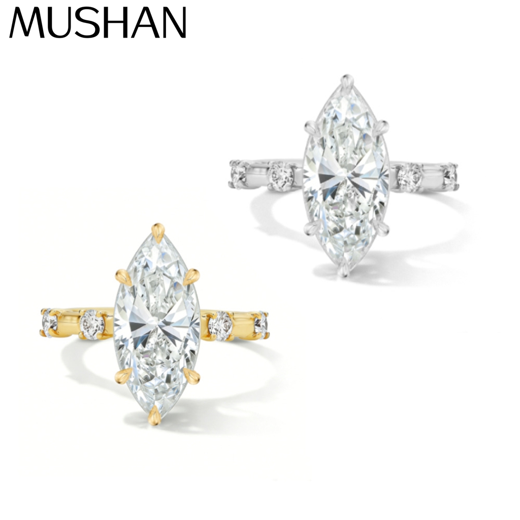 Moissanite Ring - MUSHAN カスタムジュエリー 925 スターリングシルバーリングモアッサナイト D カラー
