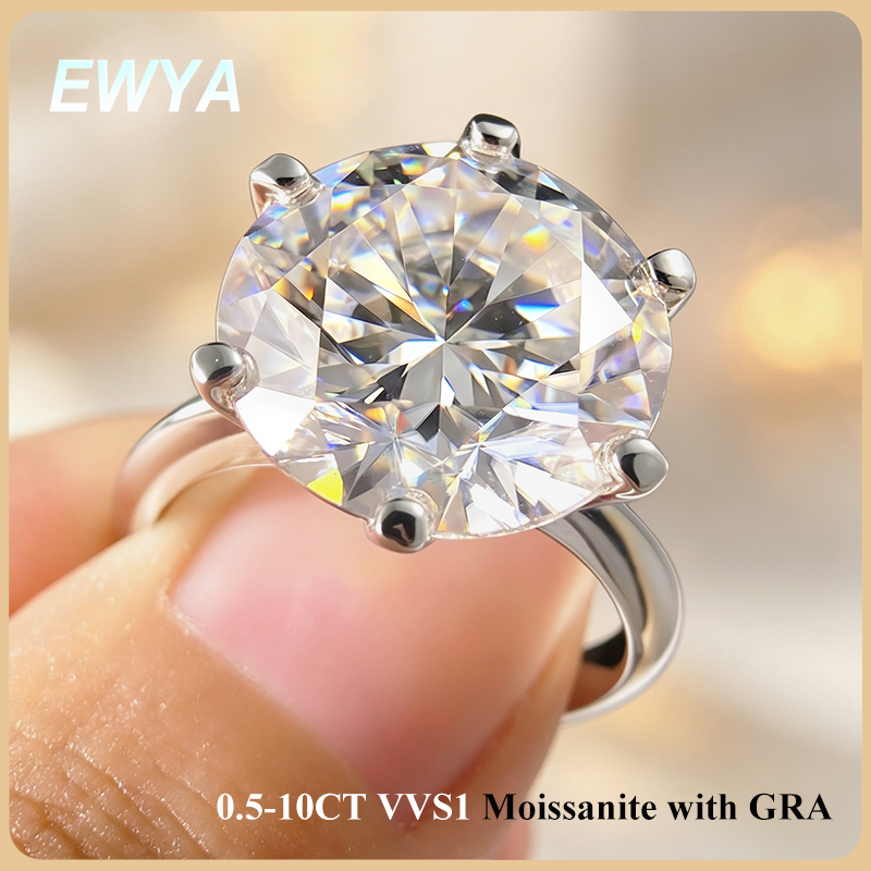 Moissanite Ring - EWYA GRA認定 0.5-10カラット Dカラー モアサナイト ソリティア