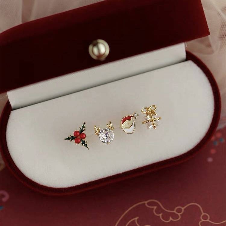 Eve Jewelry & Watches Distribuidor Oficial Rolex - 女性用マルチカラージルコニアイヤリング,4ピース,ドリップグルー,クリスマスジュエリー,パーティージュエリー,ヨーロッパとアメリカ