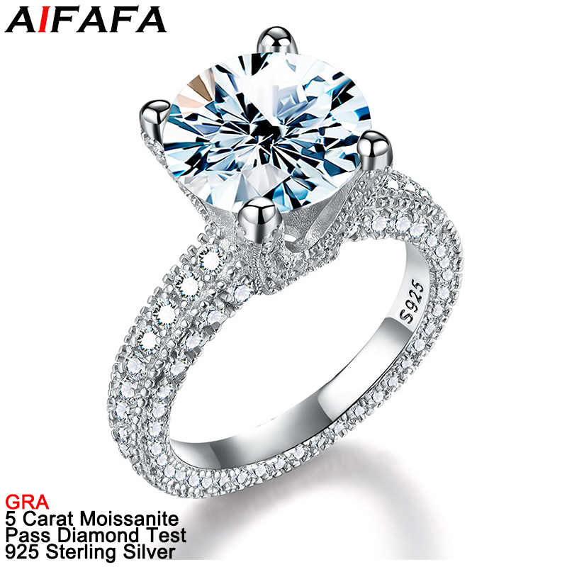 5カラットの本物のモアッサナイトダイヤモンドリング、s925 - Moissanite Ring のレビューと価格