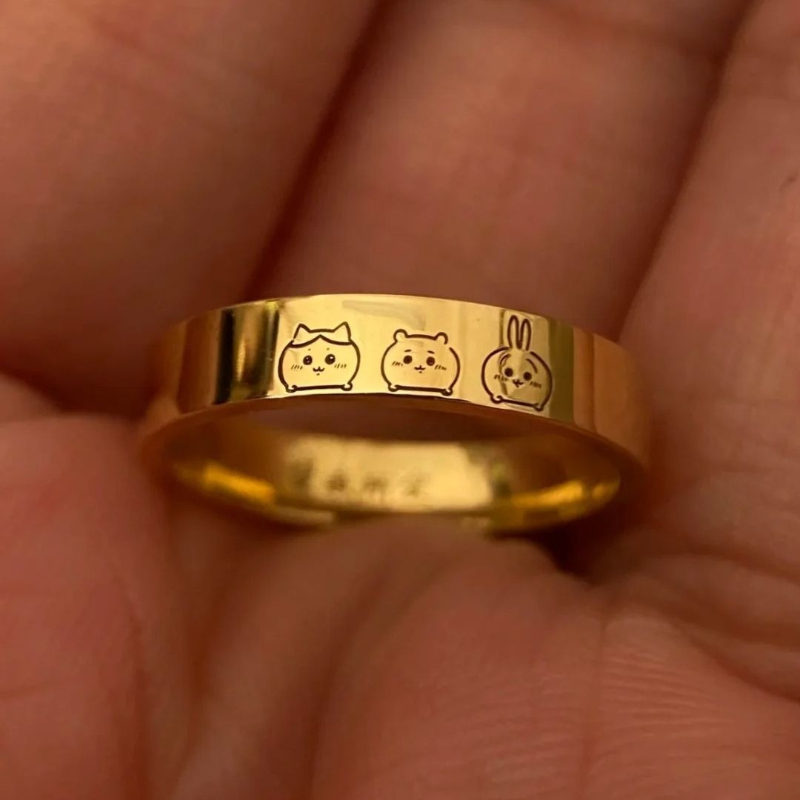 アニメ漫画かわいいちいかわリング チタン鋼製 洗濯しても色褪 - Titanium Steel Ring のレビューと価格