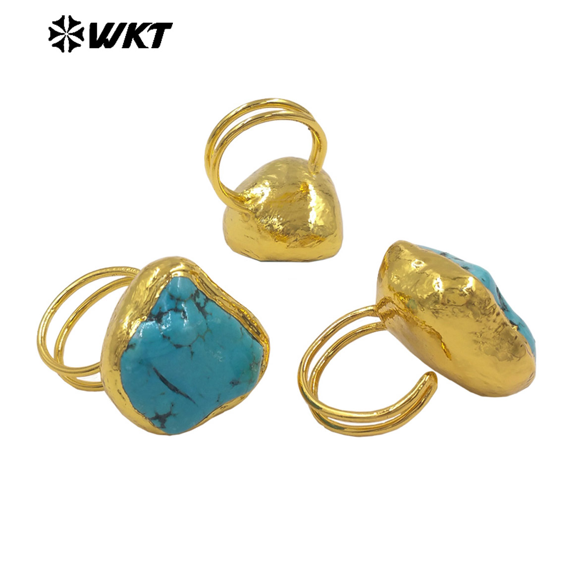 WT-R579 ヴィンテージファッション 金メッキ 天然グリ - Turquoise Stone Ring のレビューと価格