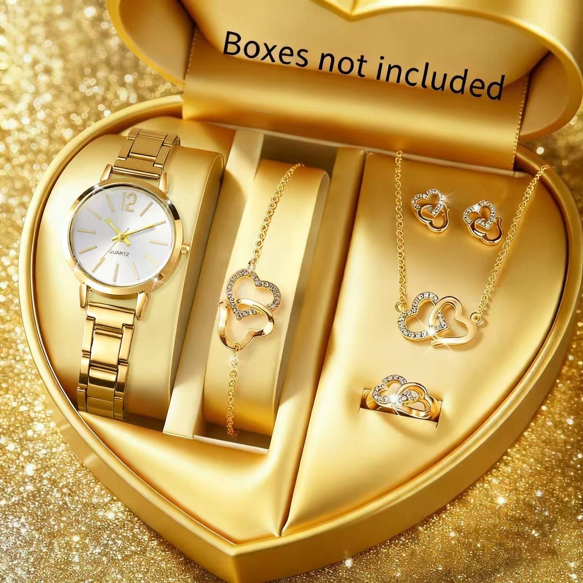 6 個のファッション女性用クォーツ時計ラインストーンジュエリ - Jewelry Box Organizer Watches のレビューと価格