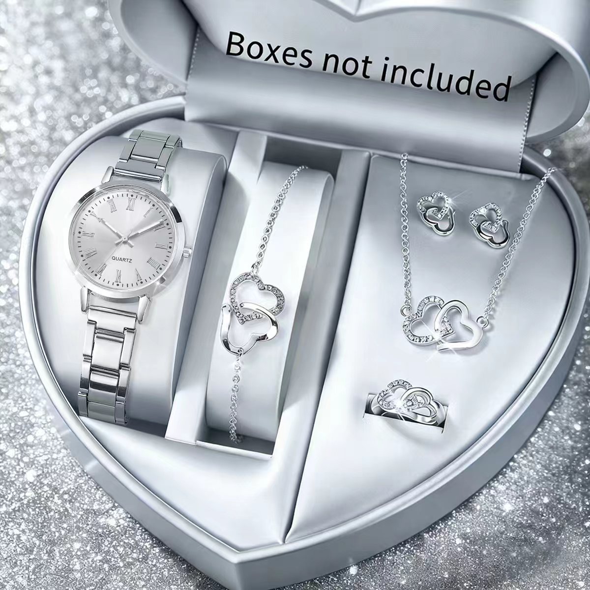 6 個のファッション女性用クォーツ時計ラインストーンジュエリ - Jewelry Box Organizer Watches のレビューと価格