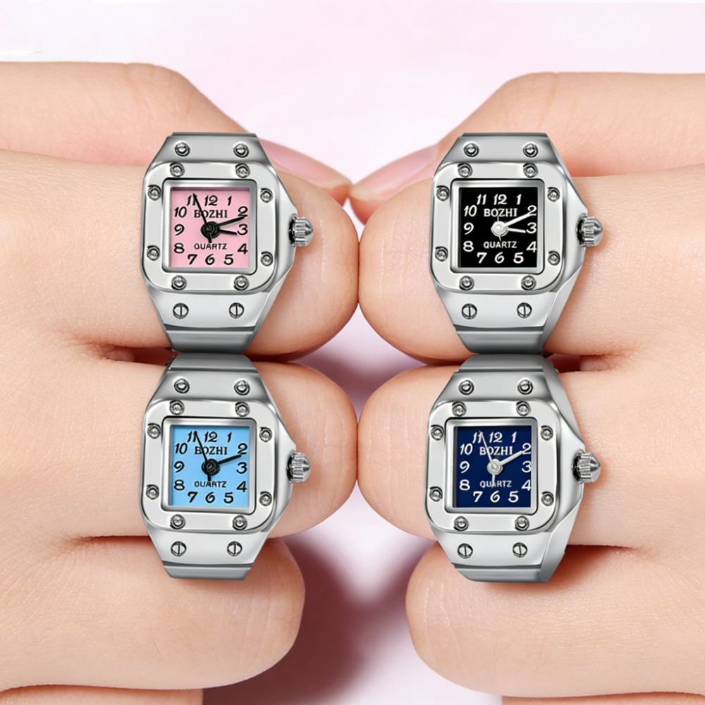 クリエイティブスクエアダイヤルリングウォッチ合金シェルカップ - Jewelry Watches Men のレビューと価格