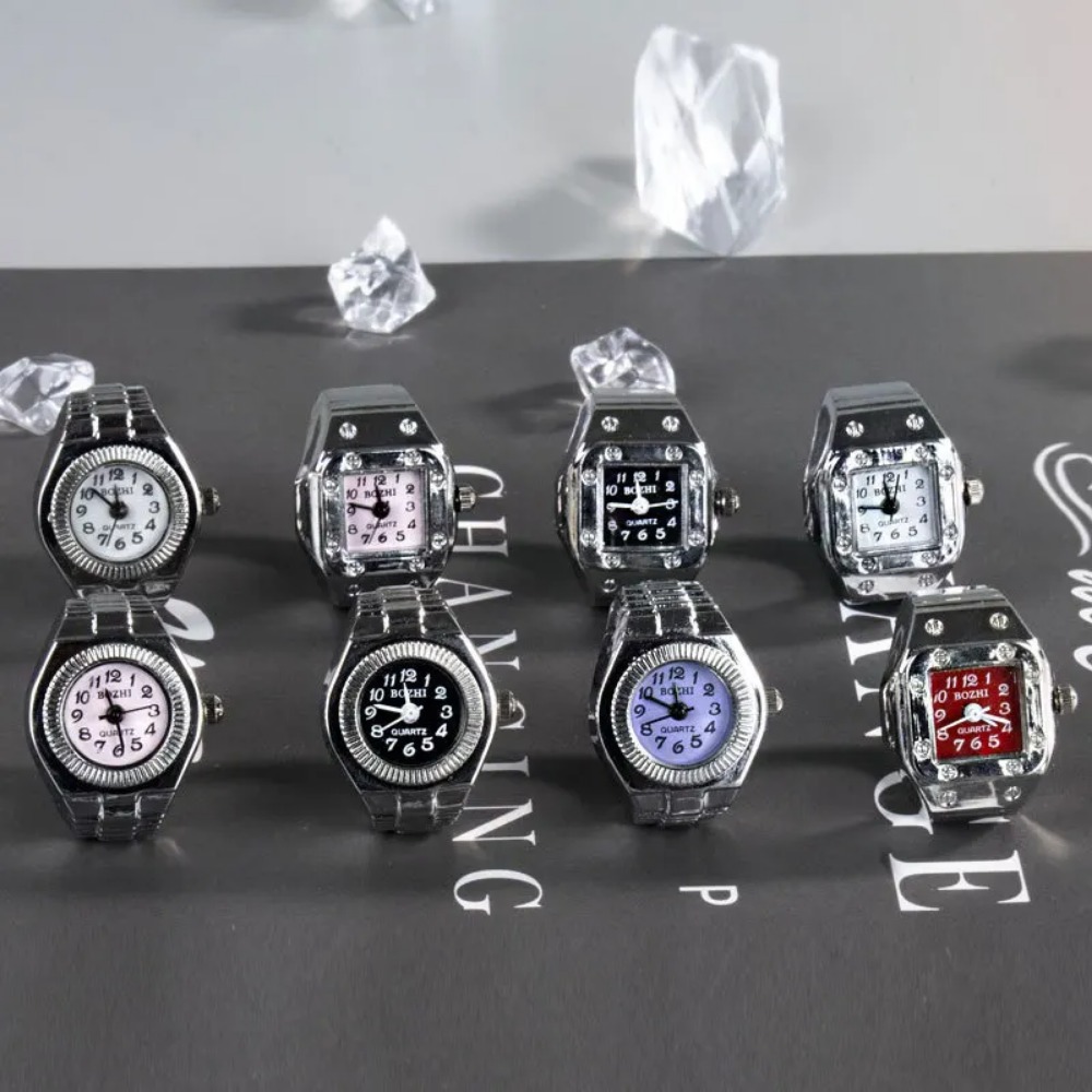 クリエイティブスクエアダイヤルリングウォッチ合金シェルカップ - Jewelry Watches Men のレビューと価格