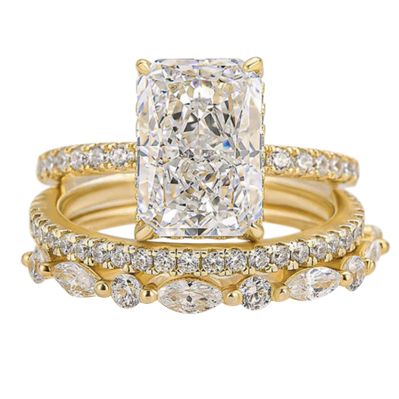 金メッキ銅925スターリングシルバー超輝きアイスフラワーモア - Moissanite Ring のレビューと価格