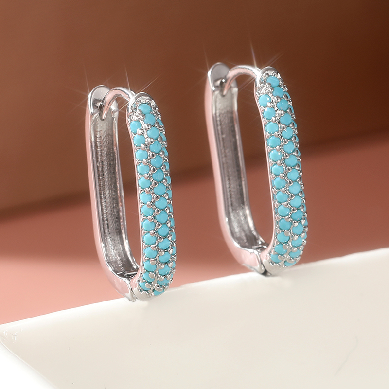 絶妙な象嵌模造ターコイズフープイヤリングファッションシルバー - Turquoise Stone Ring のレビューと価格