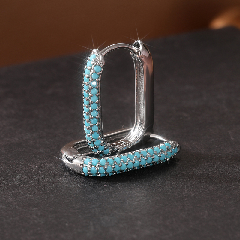 絶妙な象嵌模造ターコイズフープイヤリングファッションシルバー - Turquoise Stone Ring のレビューと価格
