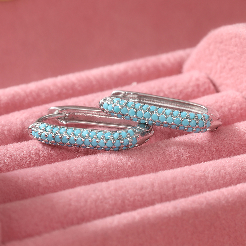 絶妙な象嵌模造ターコイズフープイヤリングファッションシルバー - Turquoise Stone Ring のレビューと価格
