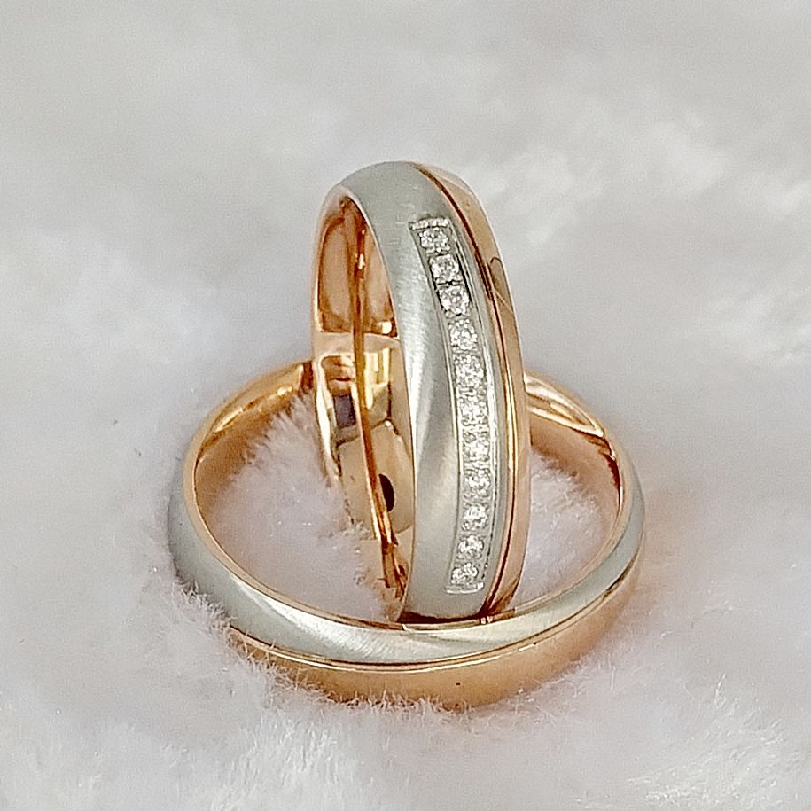 デザイナー手作り 18K ローズゴールドメッキ結婚指輪セット - Titanium Steel Ring のレビューと価格