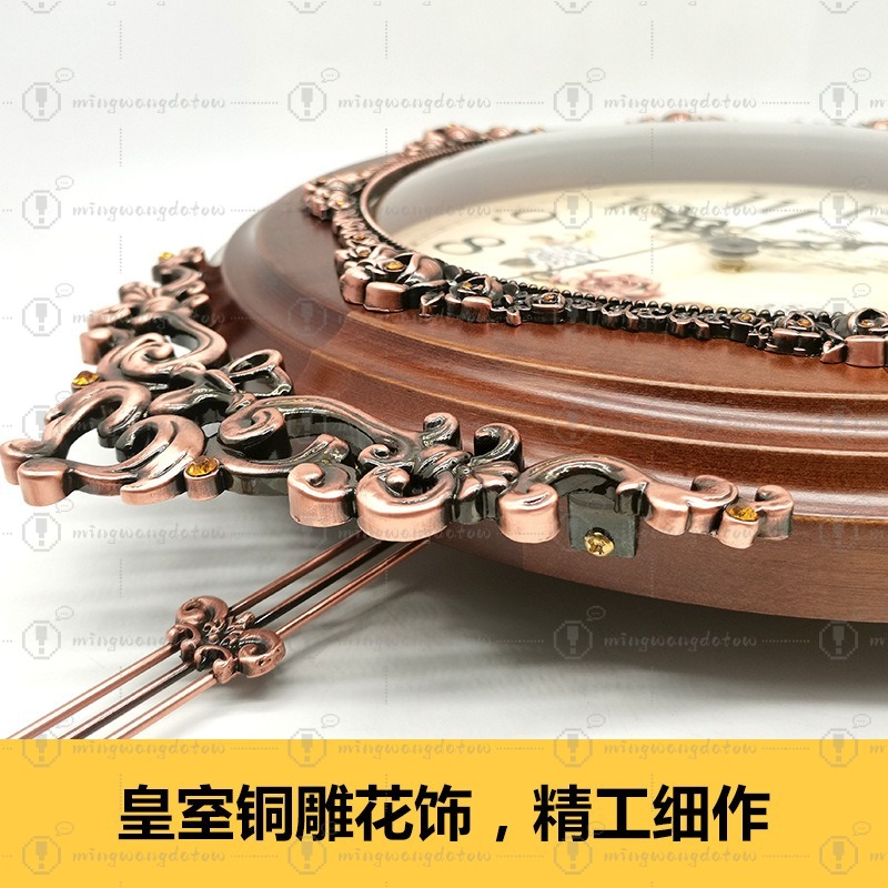 ヨーロッパ風レトロ鉄製木製壁掛け時計、スイング式静音壁時計、 - Watches & Jewelry Tsukiu のレビューと価格