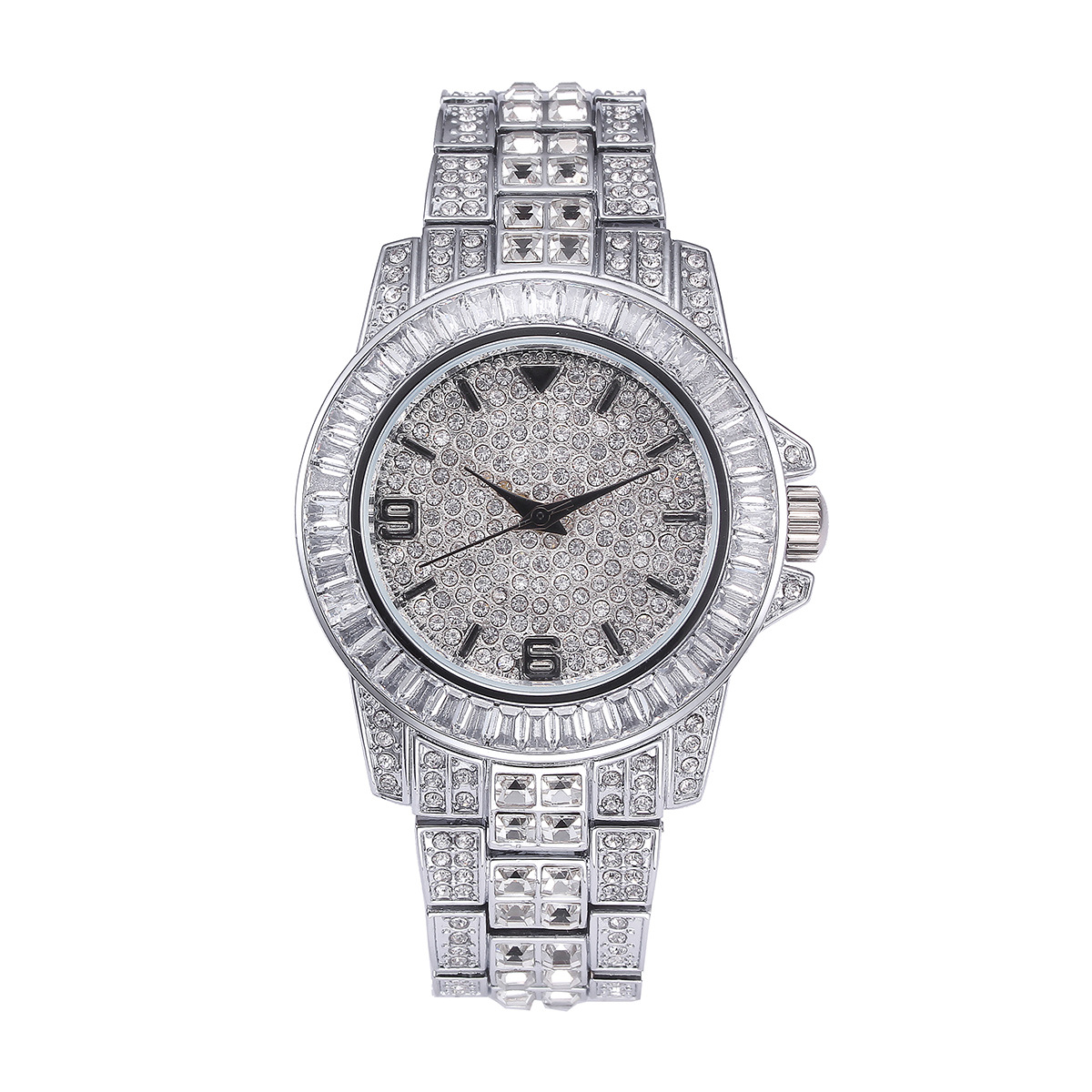 高級フルストーンクォーツ腕時計男性女性ヒップホップゴールドフ - Jewelry With Watches のレビューと価格