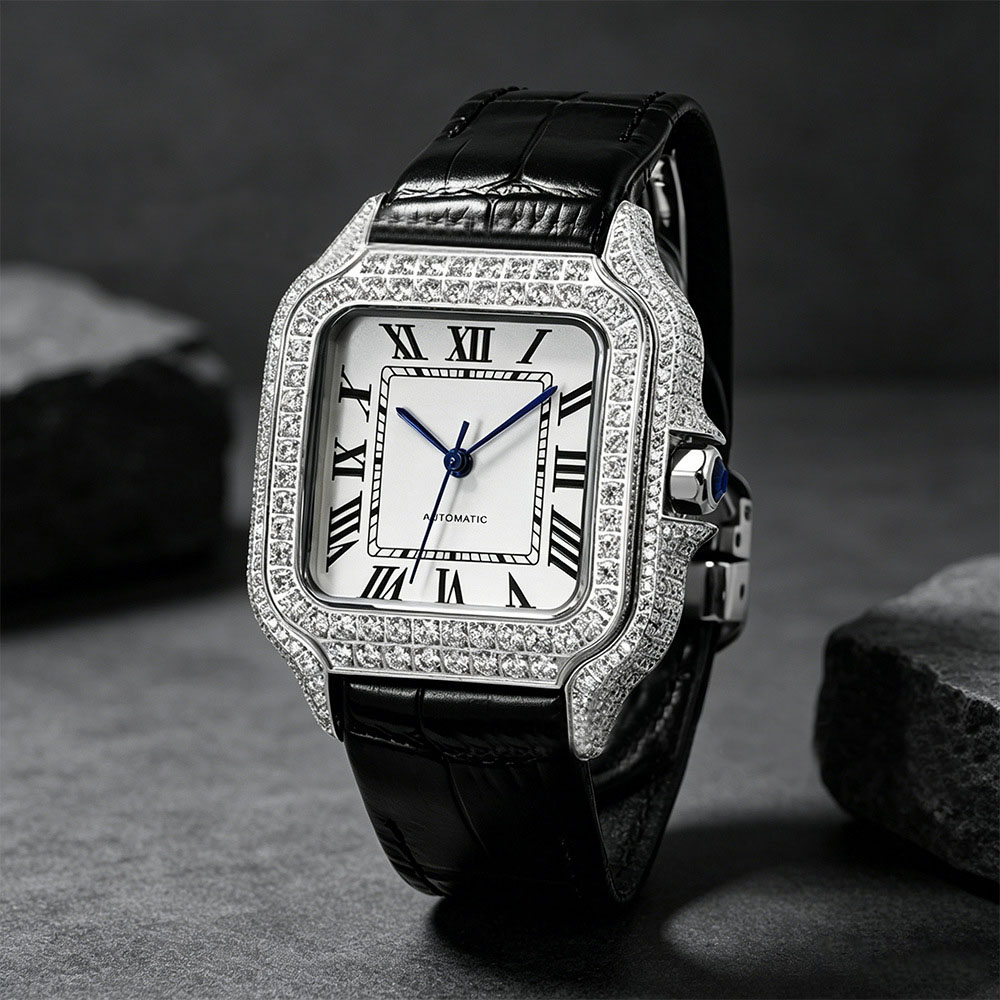 VVS モアサナイトダイヤモンドメンズ腕時計 スクエアウォッ - Vvs Jewelry Watches のレビューと価格