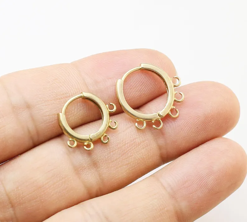 10個の真鍮イヤーフープ、ループ付きレバーバックイヤリング、 - Hoop Earrings のレビューと価格