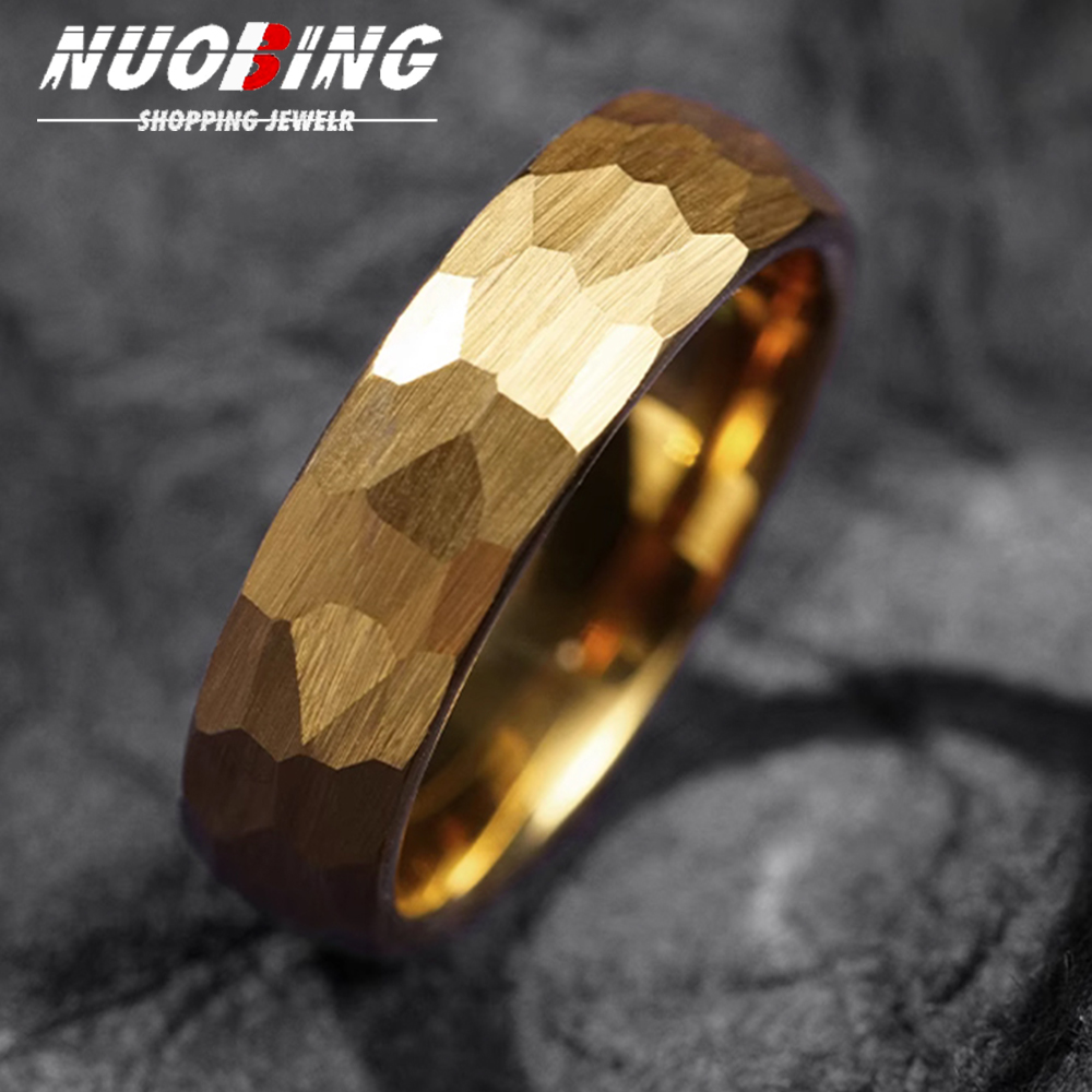 ハンマー多面チタンリング男性女性のための黒つや消しステンレス - Titanium Steel Ring のレビューと価格