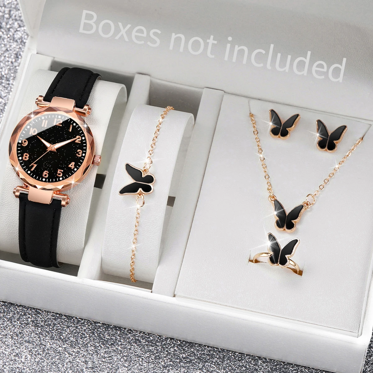 5/6 個のファッション女性用腕時計カジュアルレザーバンドク - Jewelry Box Organizer Watches のレビューと価格