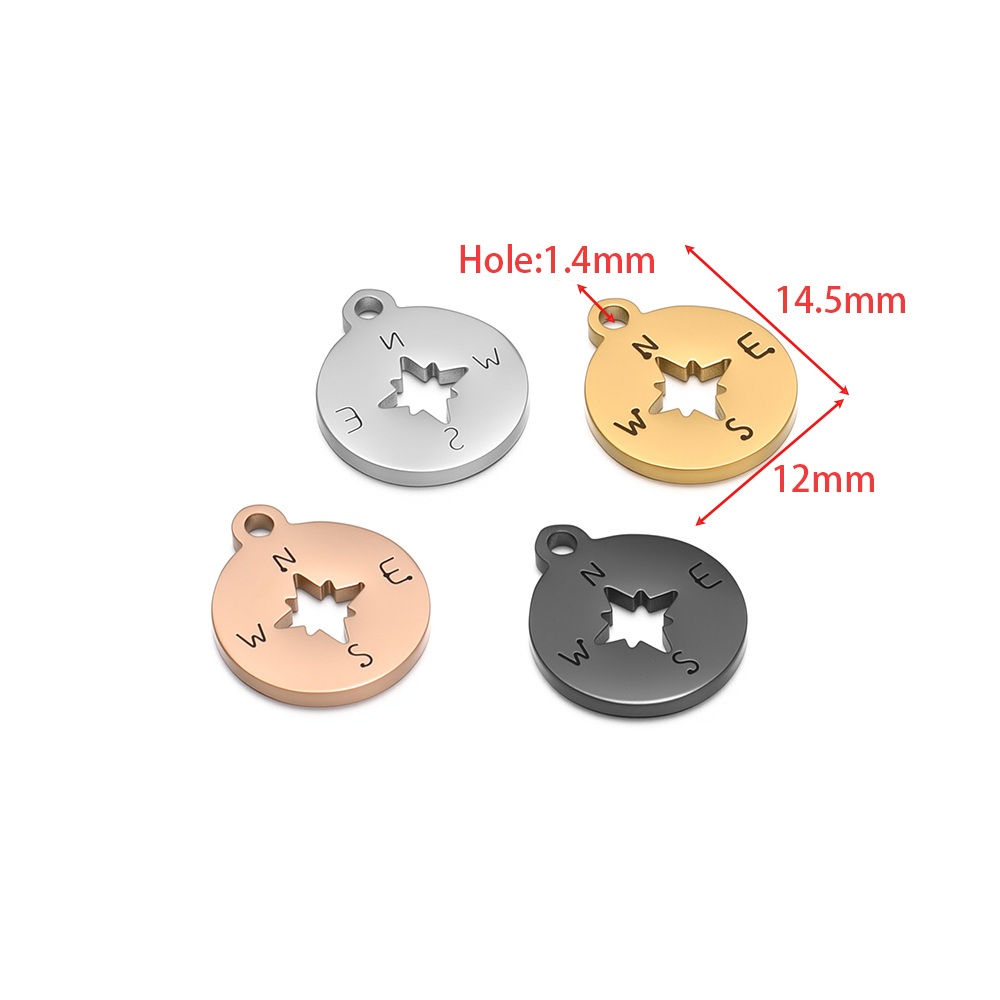 5 個防水ステンレス鋼中空コンパスチャームラウンドペンダント - Hoop Earrings のレビューと価格