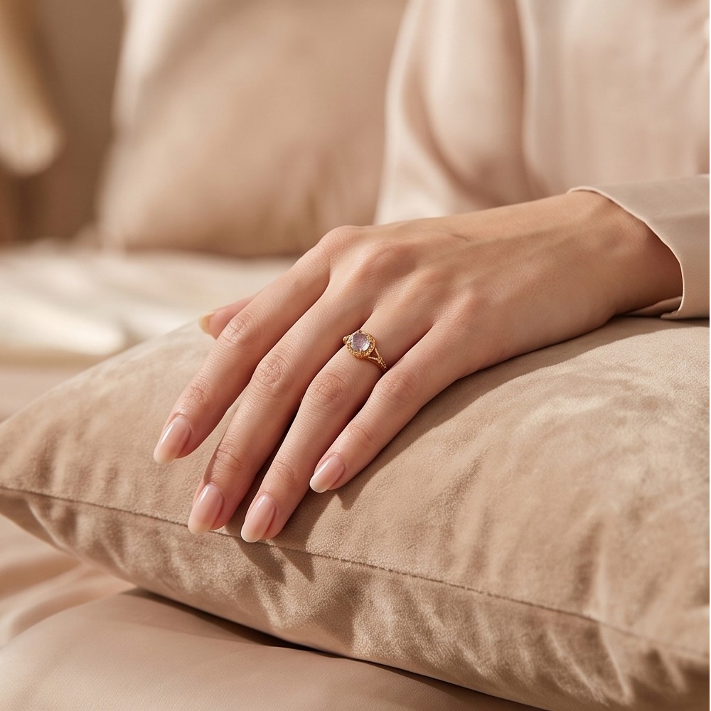 LAMOON 天然宝石ラブラドライトアメジストリング女性用彫 - Turquoise Stone Ring のレビューと価格