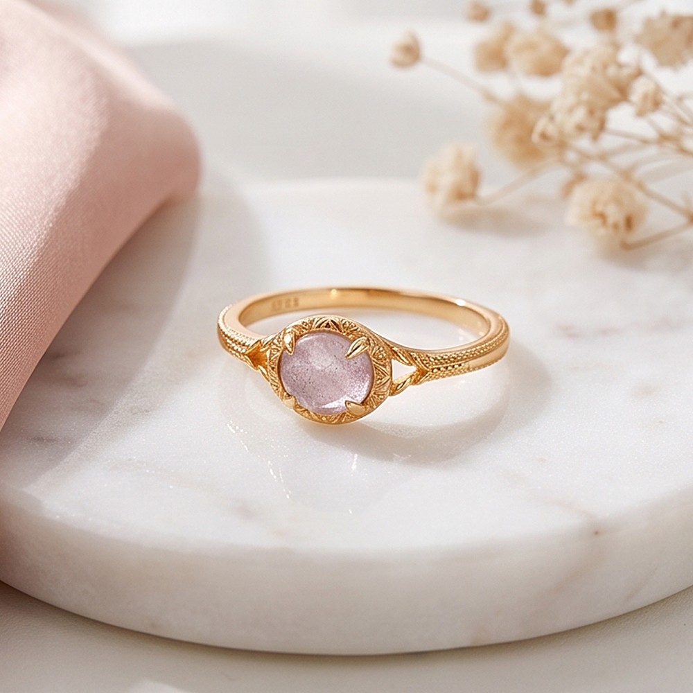 LAMOON 天然宝石ラブラドライトアメジストリング女性用彫 - Turquoise Stone Ring のレビューと価格
