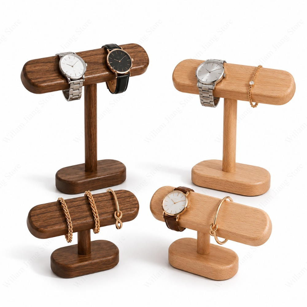 1 PC 木製時計ディスプレイスタンドブナ材ウォールナットジ - Watches Jewelry Holder のレビューと価格