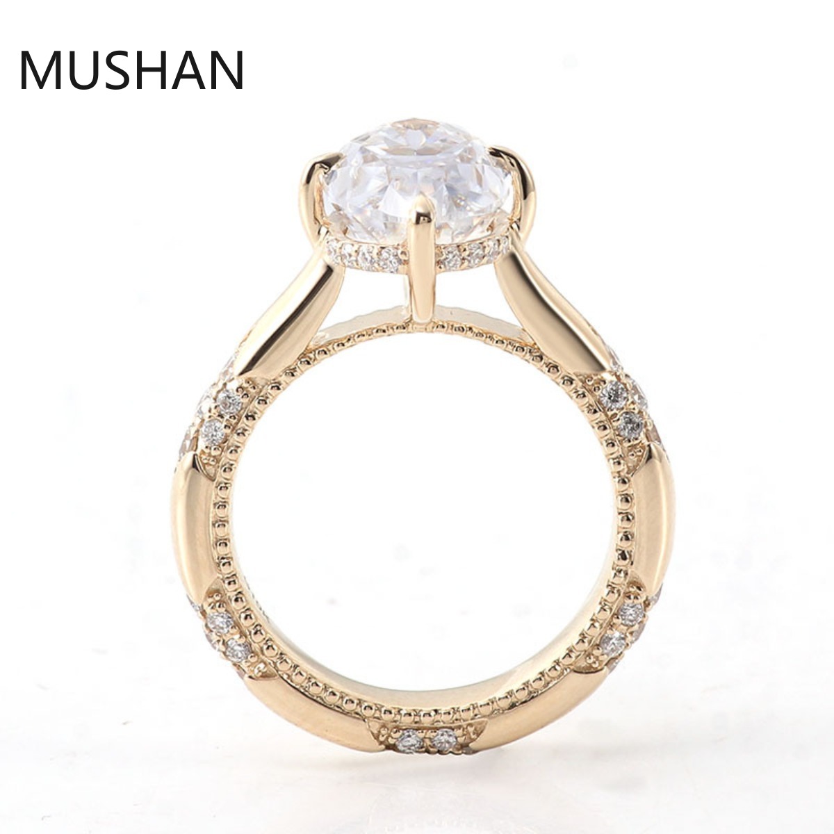 MUSHAN高級カスタム14K 18Kゴールドリングバンドジ - Moissanite Ring のレビューと価格