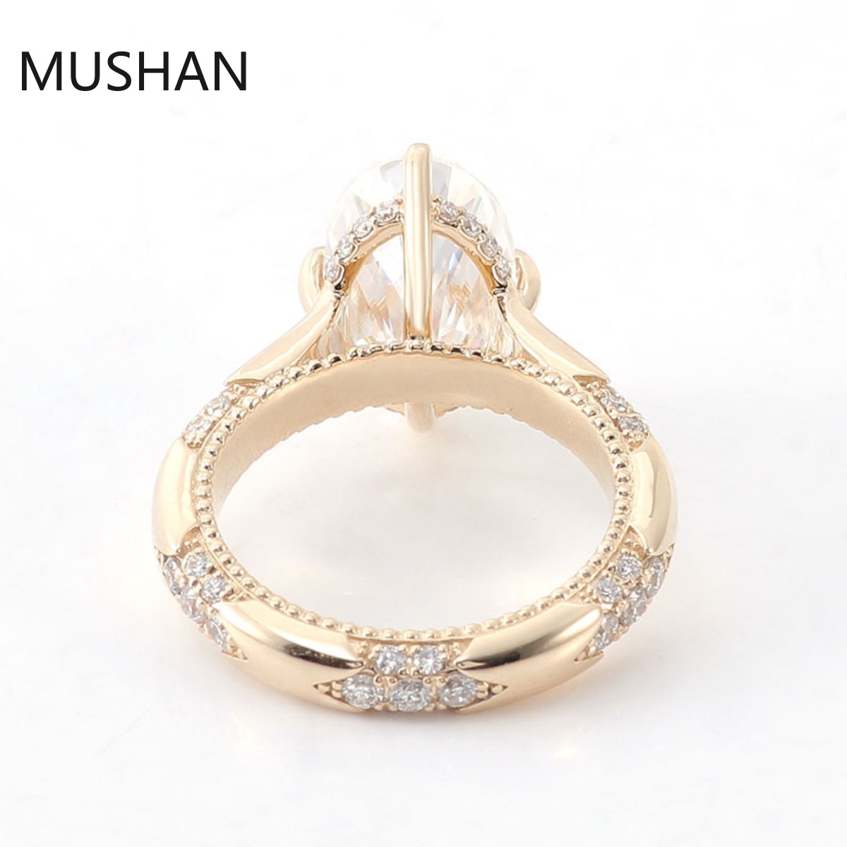 MUSHAN高級カスタム14K 18Kゴールドリングバンドジ - Moissanite Ring のレビューと価格