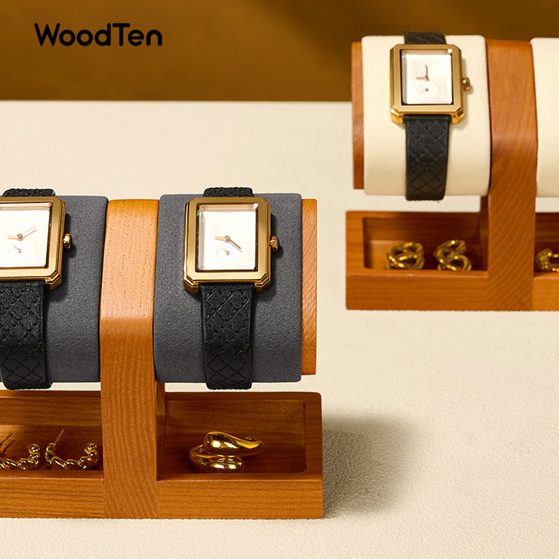 WoodTen ウォッチディスプレイスタンド 木製腕時計ラッ - Watches Jewelry Holder のレビューと価格