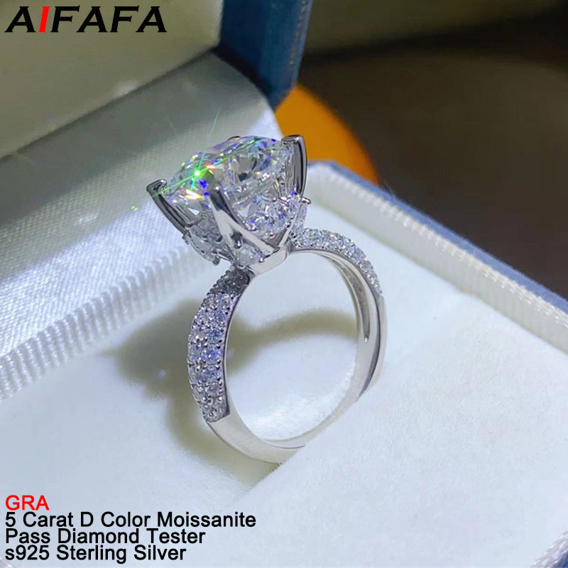 女性用モアッサナイトリングvvs1,シルバー925光沢,ダイ - Moissanite Ring のレビューと価格