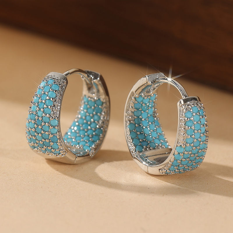 ファッションフルブルーターコイズ舗装高級ゴールドカラーフープ - Turquoise Stone Ring のレビューと価格