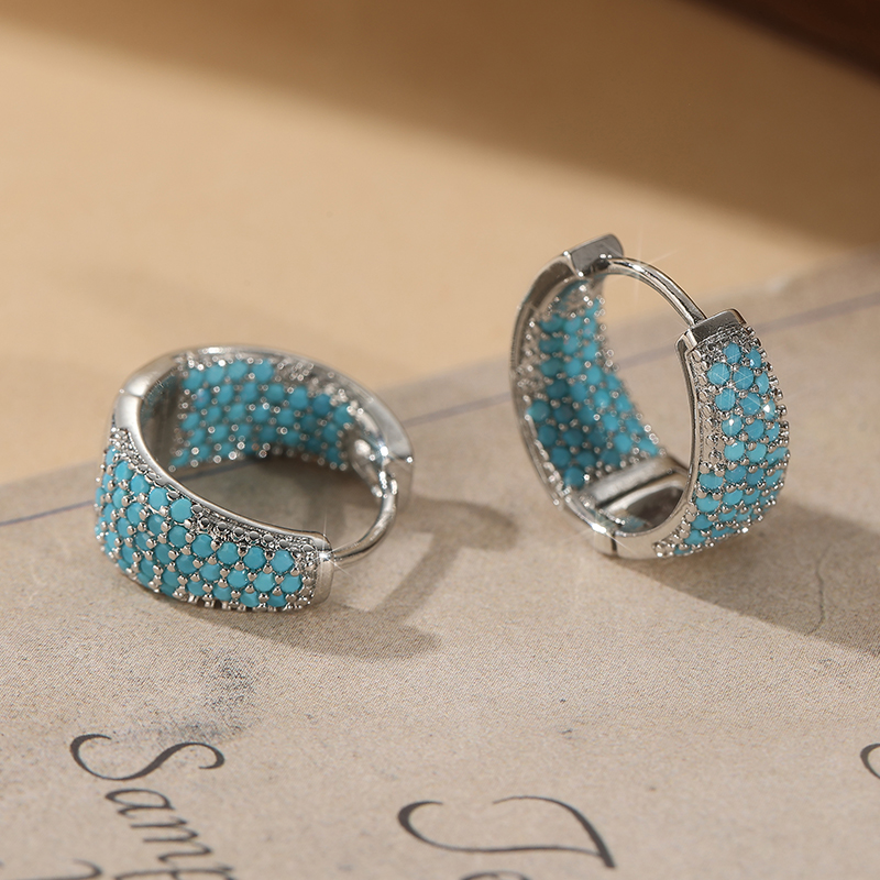 ファッションフルブルーターコイズ舗装高級ゴールドカラーフープ - Turquoise Stone Ring のレビューと価格