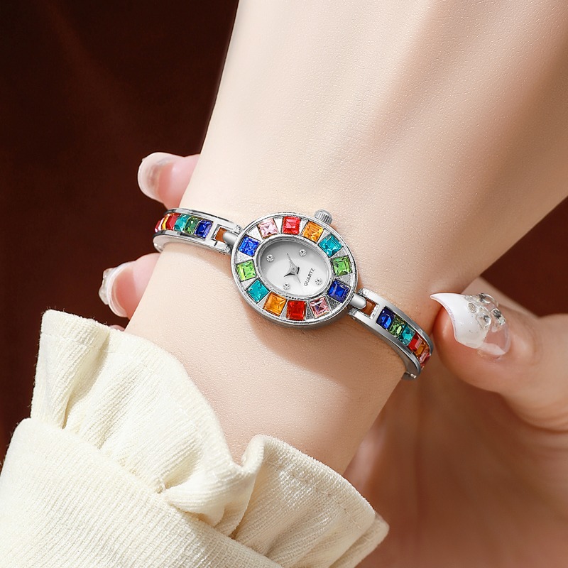 2 個のエレガントなカラフルなラインストーン女性用クォーツ時 - Jewelry Box Organizer Watches のレビューと価格