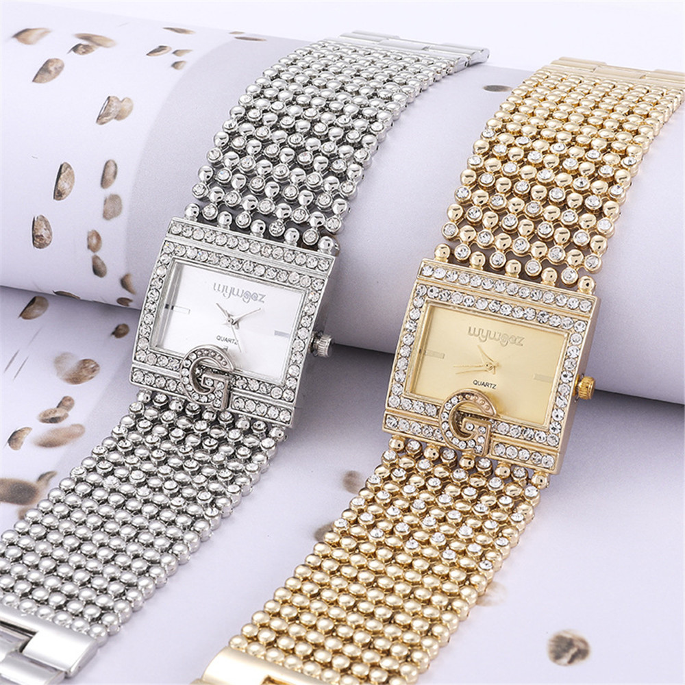 女性用シングルスクエアゴールドウォッチ,カジュアルアロイブレ - Jewelry Diamond Watches のレビューと価格