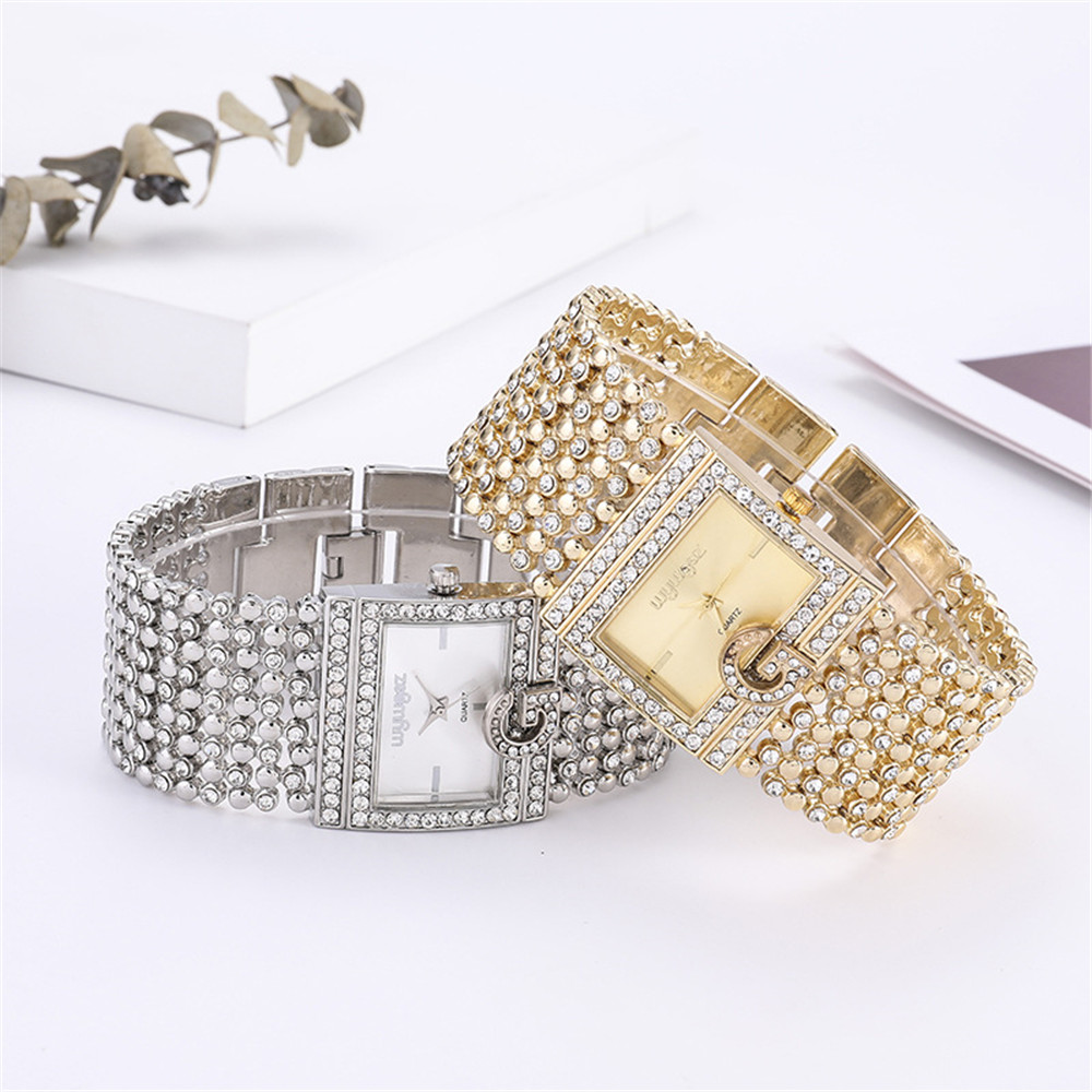 女性用シングルスクエアゴールドウォッチ,カジュアルアロイブレ - Jewelry Diamond Watches のレビューと価格