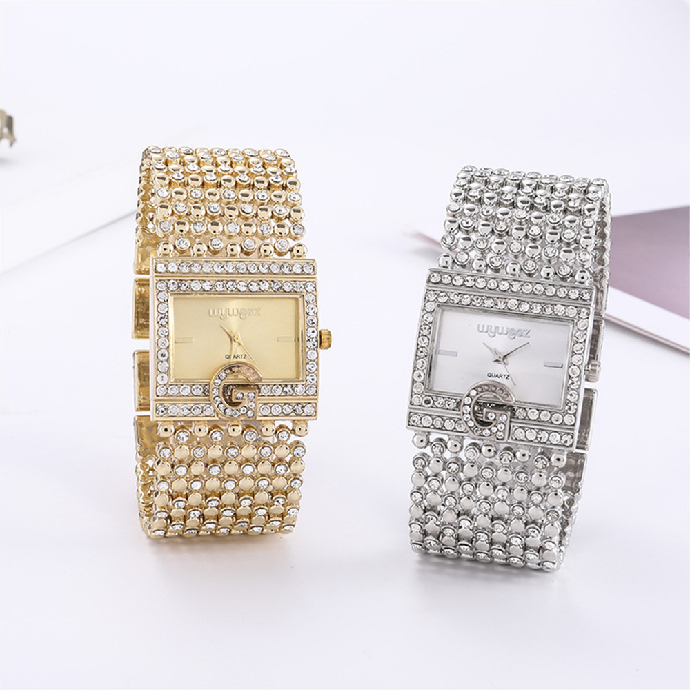 女性用シングルスクエアゴールドウォッチ,カジュアルアロイブレ - Jewelry Diamond Watches のレビューと価格