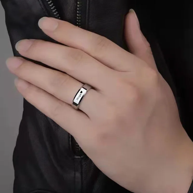 カスタマイズされたリングあなたの名前ロゴテキスト署名手書き男 - Titanium Steel Ring のレビューと価格