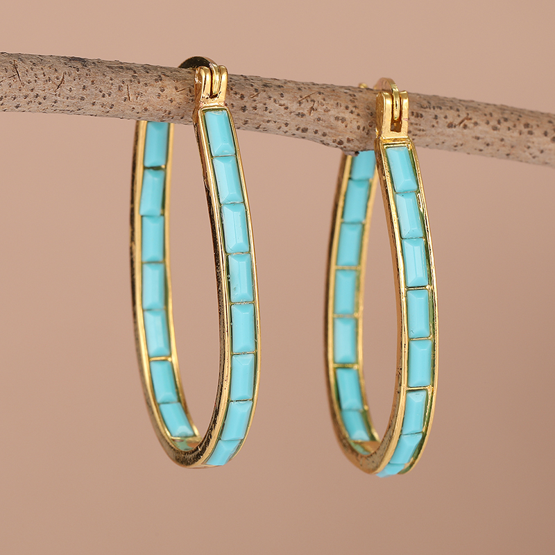 ヴィンテージシンプルな象嵌合成ターコイズゴールデンメッキフー - Turquoise Stone Ring のレビューと価格