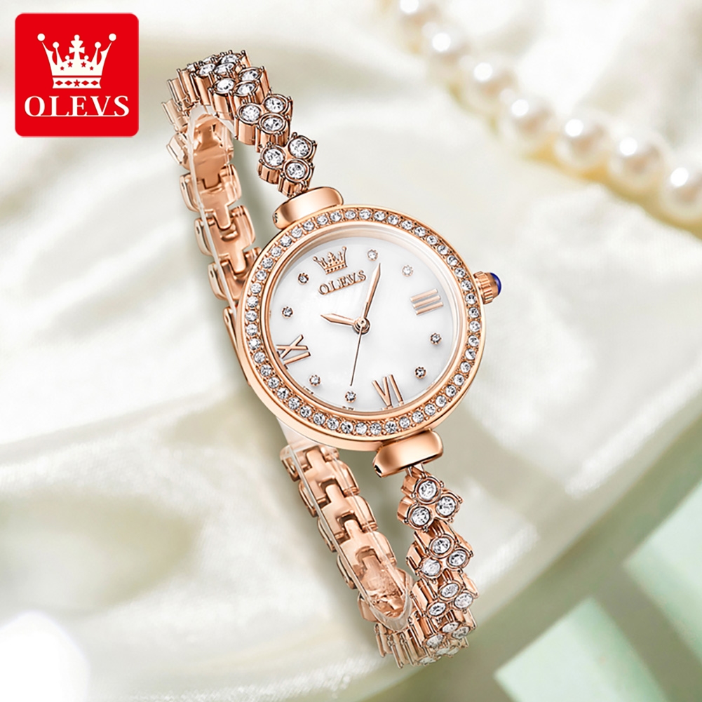 Olevs-女性用防水発光クォーツ腕時計、エレガントなブレス - Jewelry Diamond Watches のレビューと価格