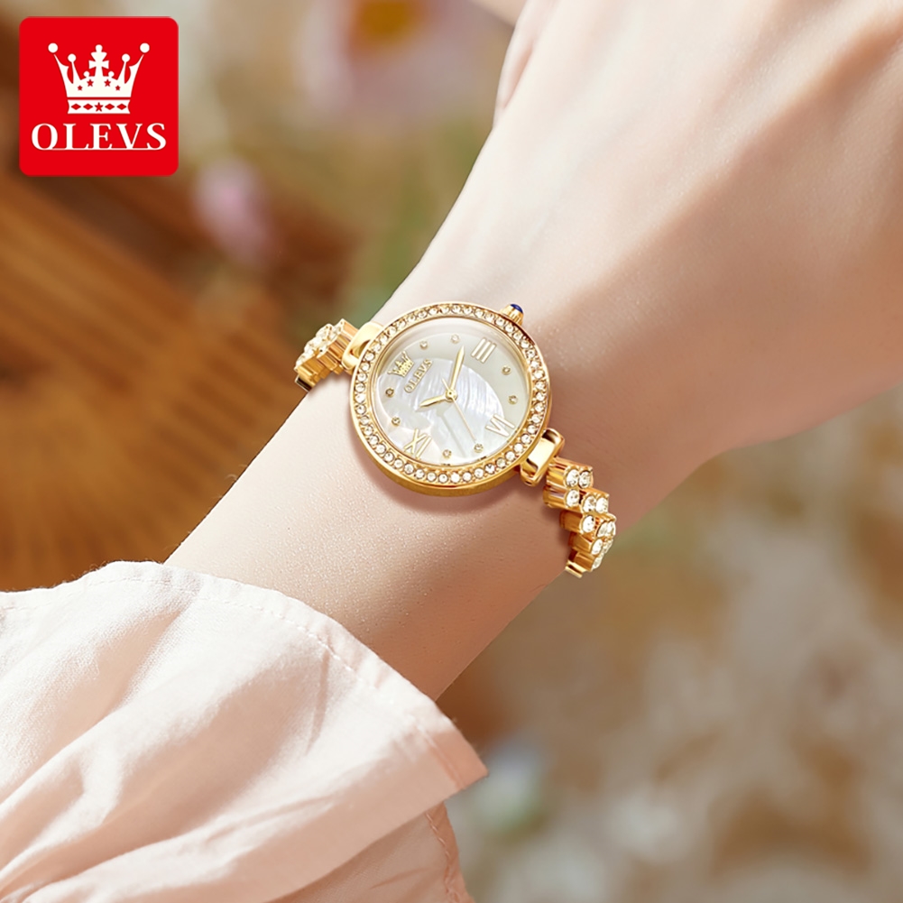 Olevs-女性用防水発光クォーツ腕時計、エレガントなブレス - Jewelry Diamond Watches のレビューと価格